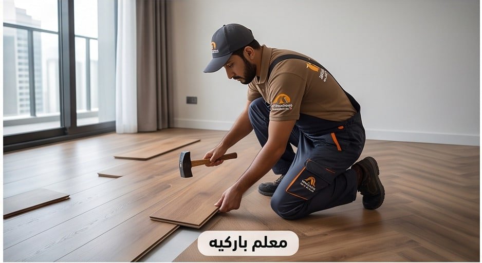 معلم باركيه محترف يقوم بتركيب باركيه بالرياض